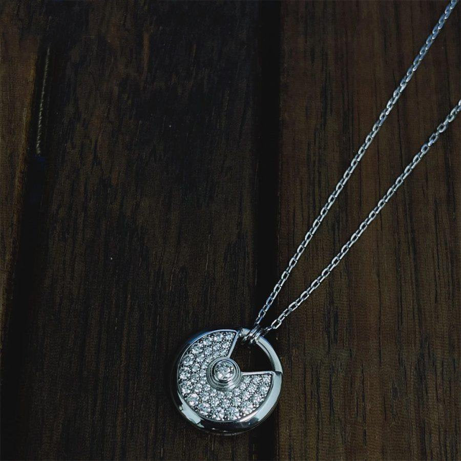 [⭐Mirelle]AMULETTE SILVER FULL DIAMOND NECKLACE