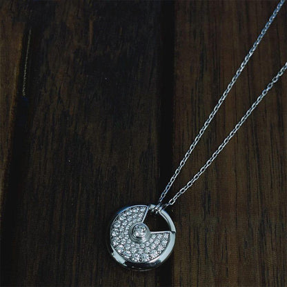 [⭐Mirelle]AMULETTE SILVER FULL DIAMOND NECKLACE