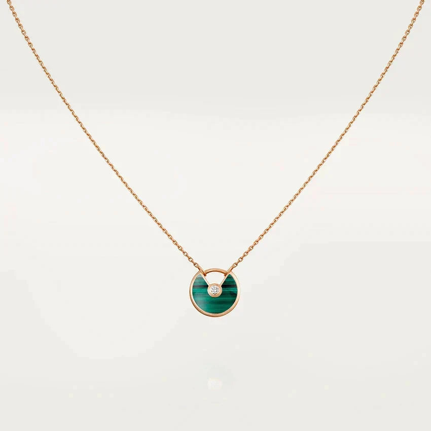 [⭐Mirelle]AMULETTE ROSE GOLD MALACHITE NECKLACE