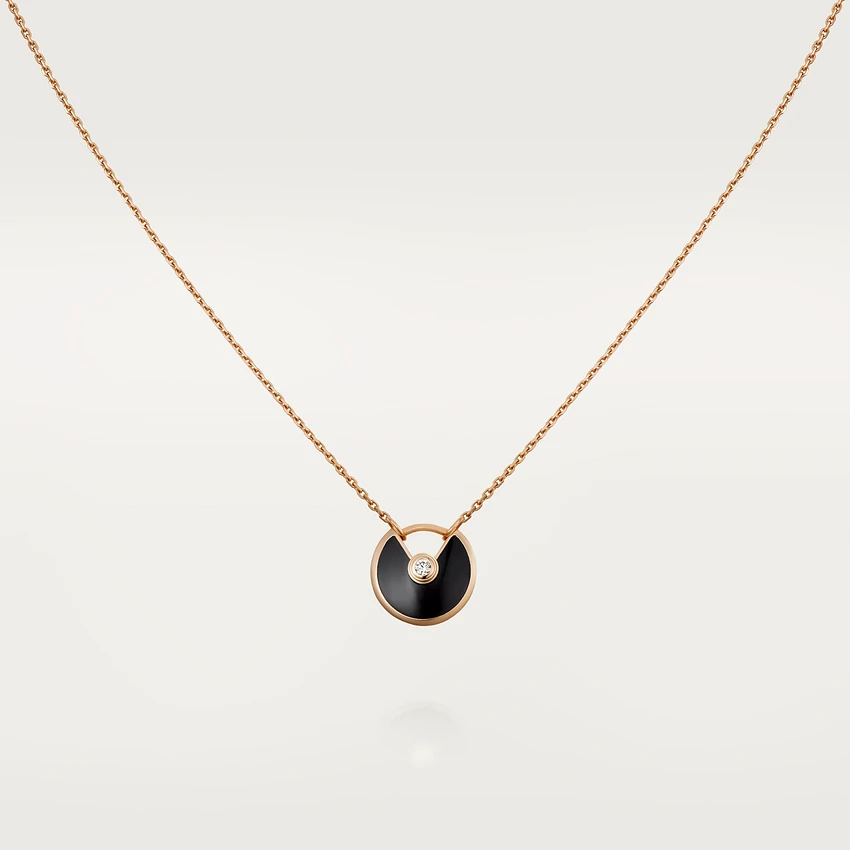 [⭐Mirelle]AMULETTE ROSE GOLD ONYX NECKLACE