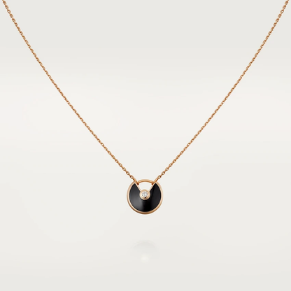 [⭐Mirelle]AMULETTE ROSE GOLD ONYX NECKLACE