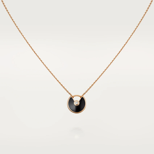[⭐Mirelle]AMULETTE ROSE GOLD ONYX NECKLACE