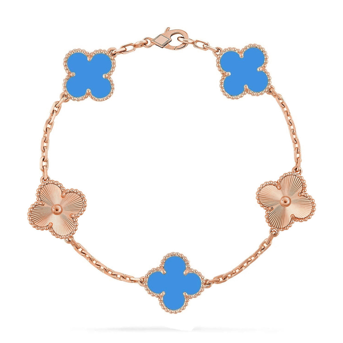 [⭐Mirelle] CLOVER 5 MOTIF BLUE AGATE BRACELET COLLECTION