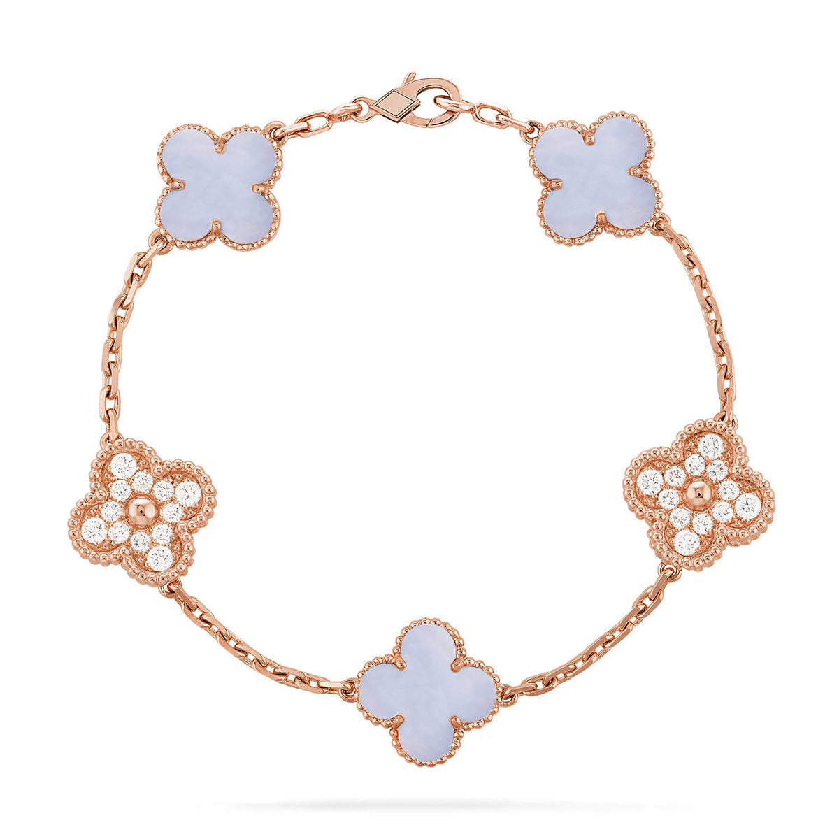 [⭐Mirelle] CLOVER 5 MOTIF PURPLE CHALCEDONY BRACELET COLLECTION