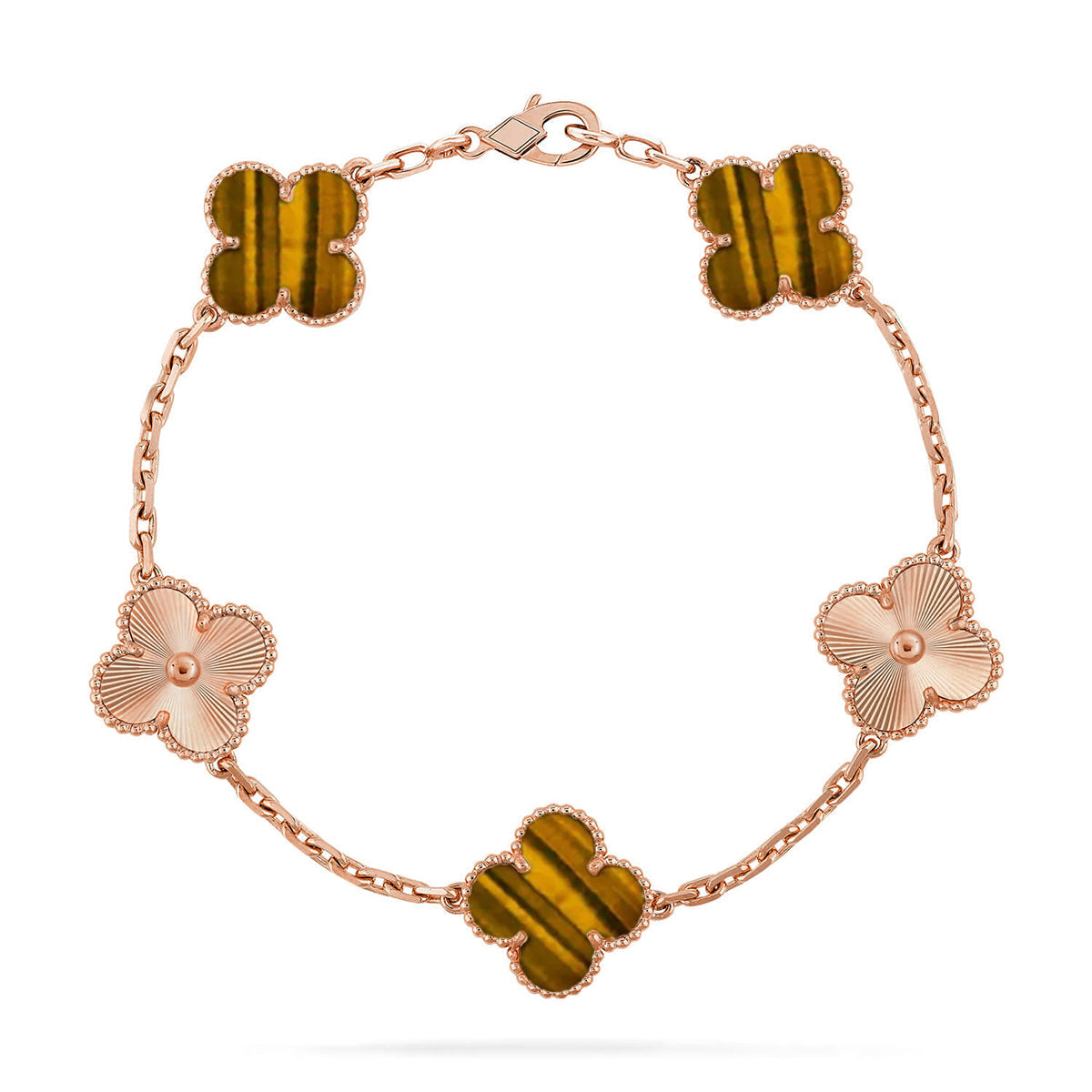 [⭐Mirelle] CLOVER 5 MOTIFS TIGER EYE BRACELET COLLECTION