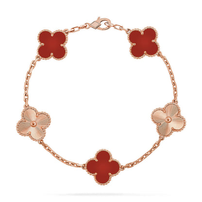 [⭐Mirelle] CLOVER 5 MOTIF RED CORNELIAN BRACELET COLLECTION