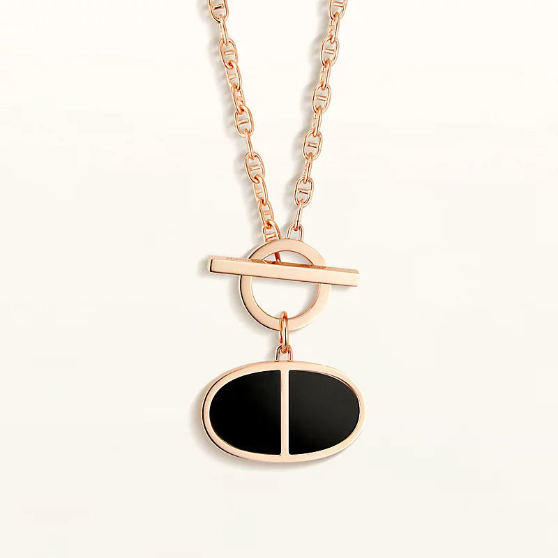 [⭐Mirelle]CHAINE VERSO BLACK CERAMIC NECKLACE