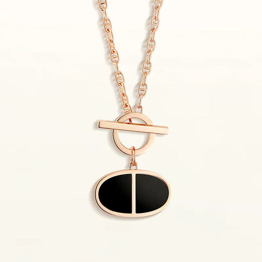 [⭐Mirelle]CHAINE VERSO BLACK CERAMIC NECKLACE