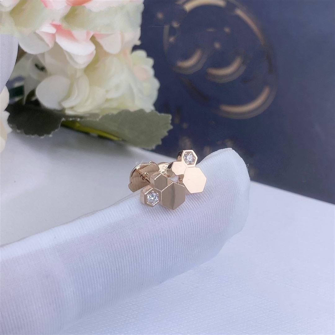 [⭐Mirelle]BEE LOVE PINK GOLD DIAMOND EARRINGS