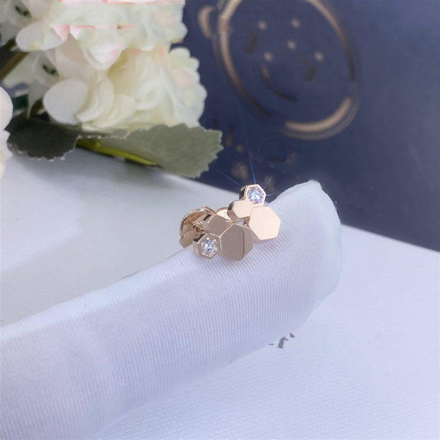 [⭐Mirelle]BEE LOVE PINK GOLD DIAMOND EARRINGS