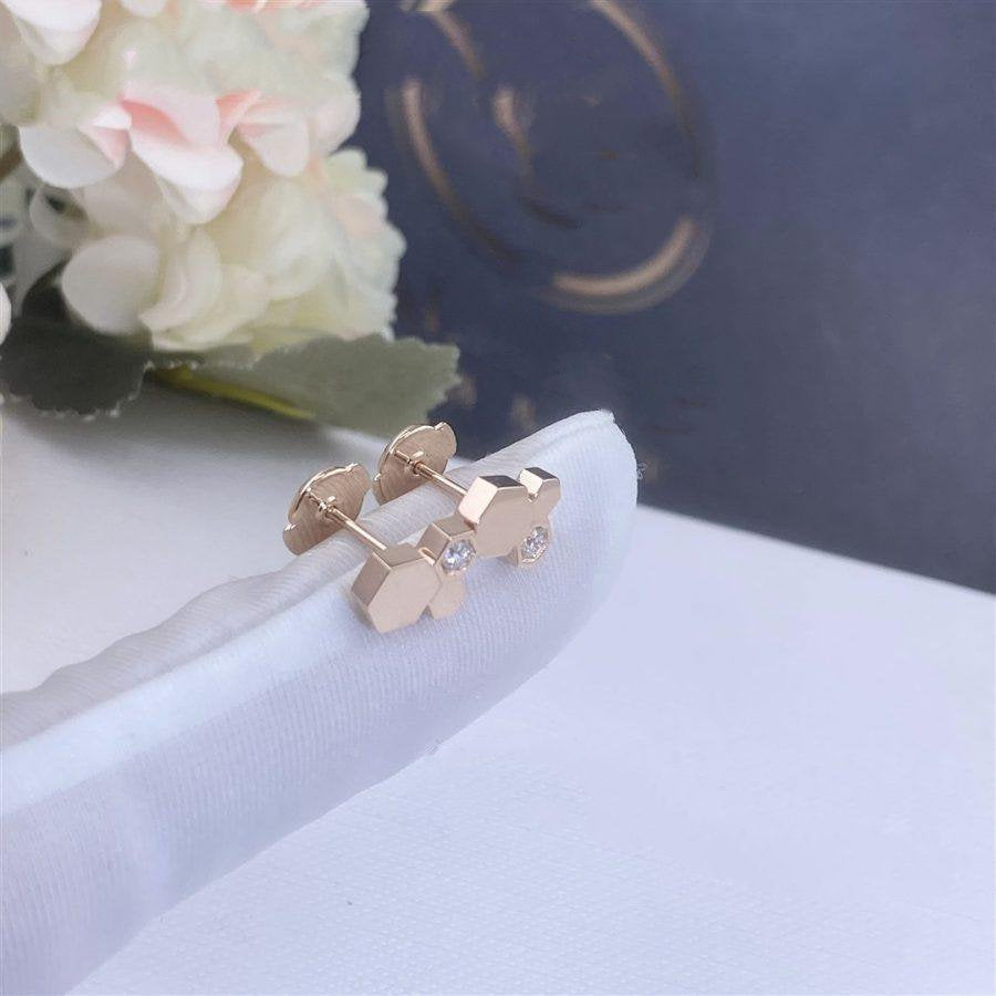 [⭐Mirelle]BEE LOVE PINK GOLD DIAMOND EARRINGS