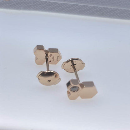 [⭐Mirelle]BEE LOVE PINK GOLD DIAMOND EARRINGS