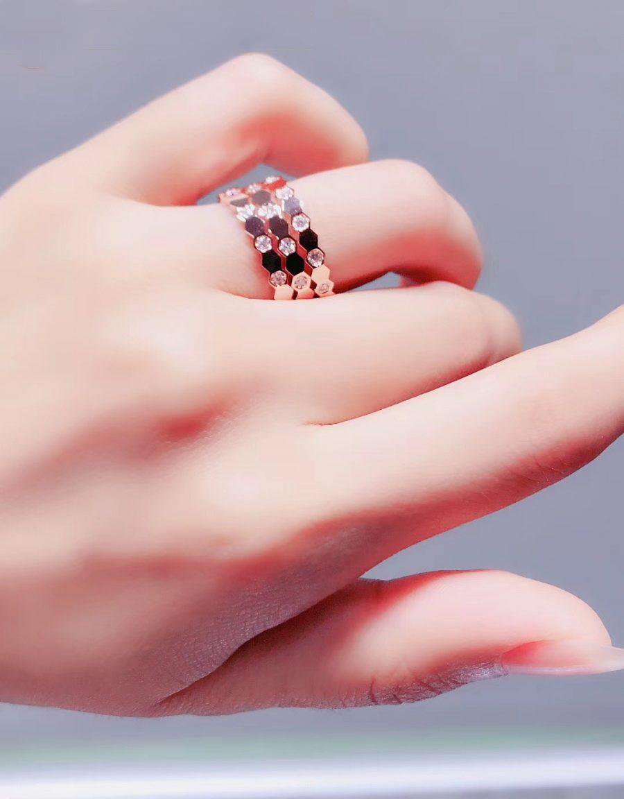 [⭐Mirelle]BEE LOVE RING PINK GOLD DIAMOND
