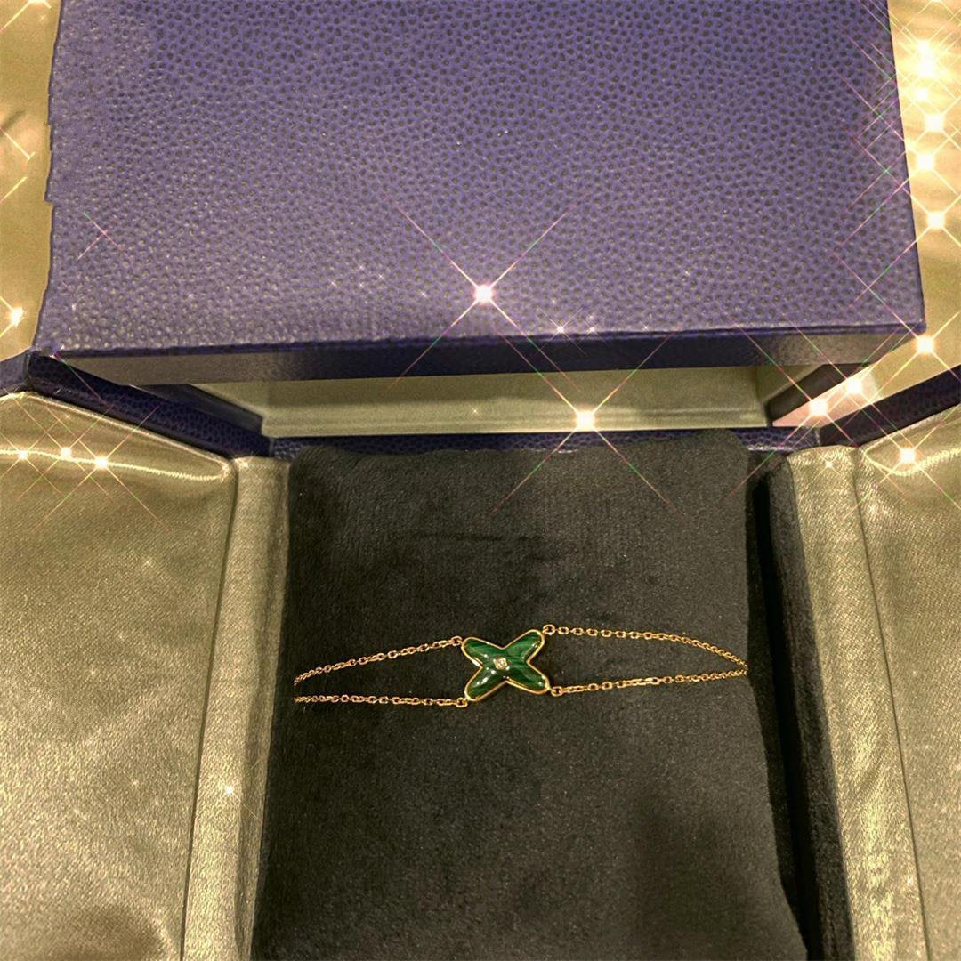 [⭐Mirelle]JEUX BRACELET MALACHITE PINK GOLD 1 DIAMOND