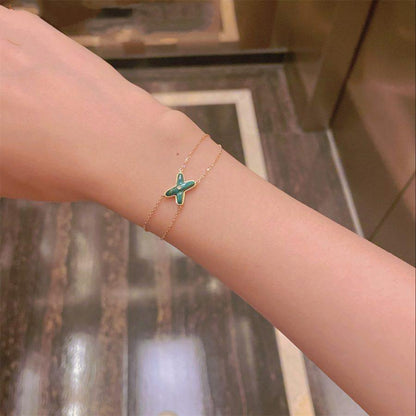 [⭐Mirelle]JEUX BRACELET MALACHITE PINK GOLD 1 DIAMOND