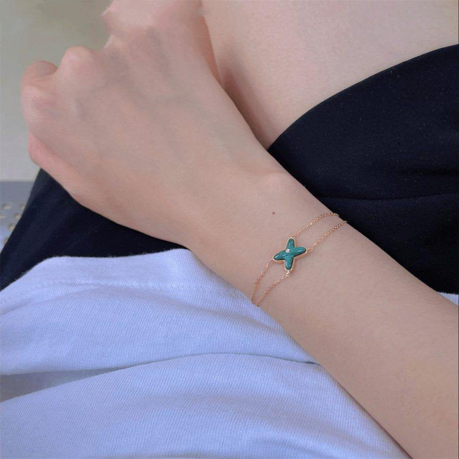 [⭐Mirelle]JEUX BRACELET MALACHITE PINK GOLD 1 DIAMOND