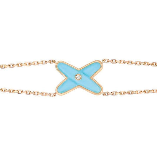 [⭐Mirelle]JEUX BRACELET TURQUOISE PINK GOLD 1 DIAMOND