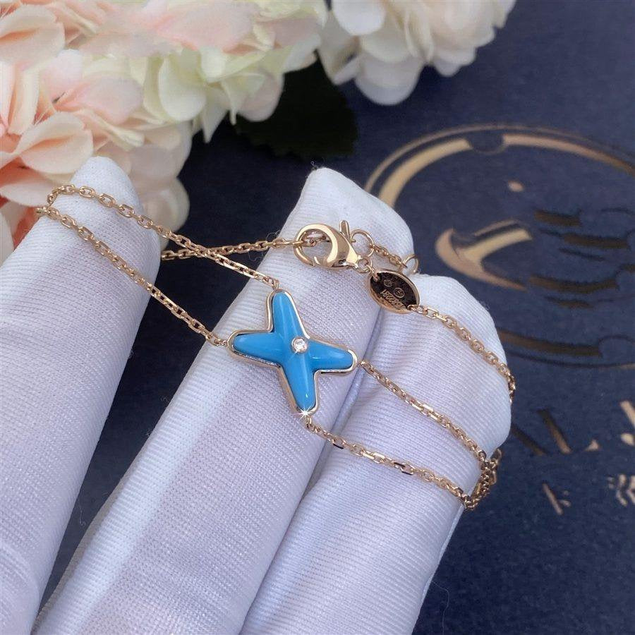 [⭐Mirelle]JEUX BRACELET TURQUOISE PINK GOLD 1 DIAMOND