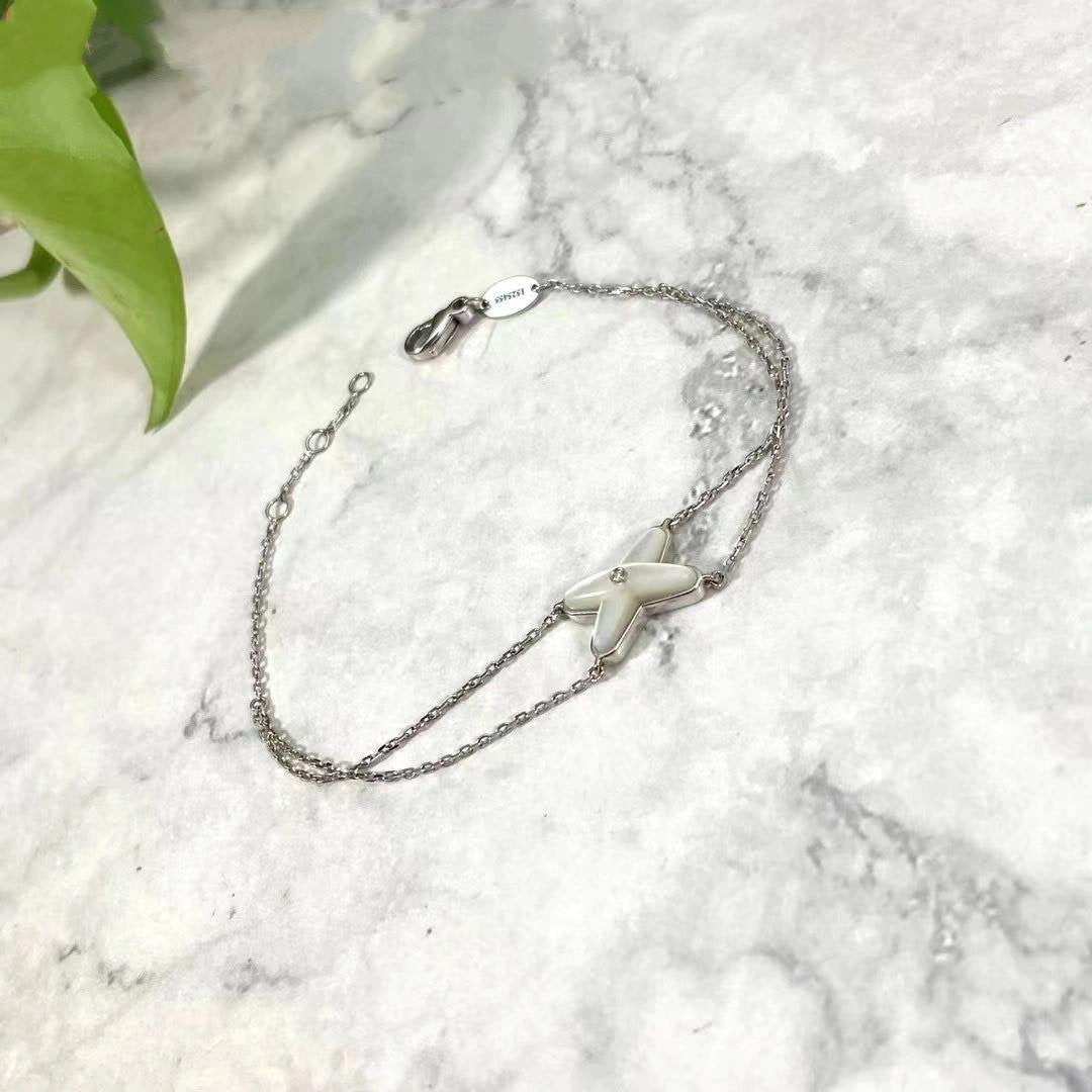 [⭐Mirelle]JEUX BRACELET WHITE MOP SILVER 1 DIAMOND
