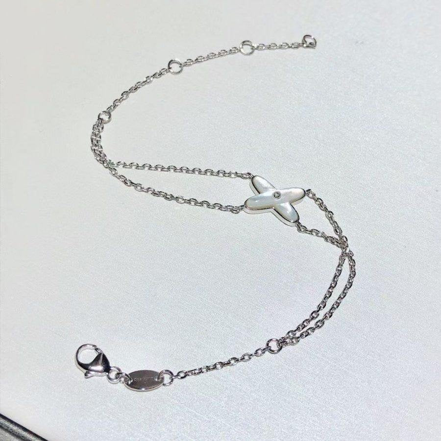 [⭐Mirelle]JEUX BRACELET WHITE MOP SILVER 1 DIAMOND