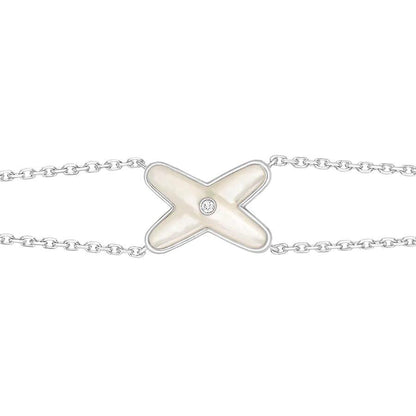 [⭐Mirelle]JEUX BRACELET WHITE MOP SILVER 1 DIAMOND