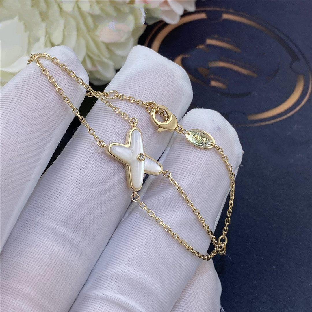 [⭐Mirelle]JEUX BRACELET WHITE MOP GOLD 1 DIAMOND