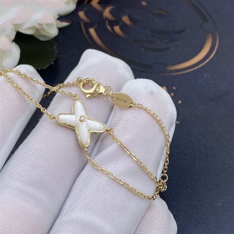 [⭐Mirelle]JEUX BRACELET WHITE MOP GOLD 1 DIAMOND
