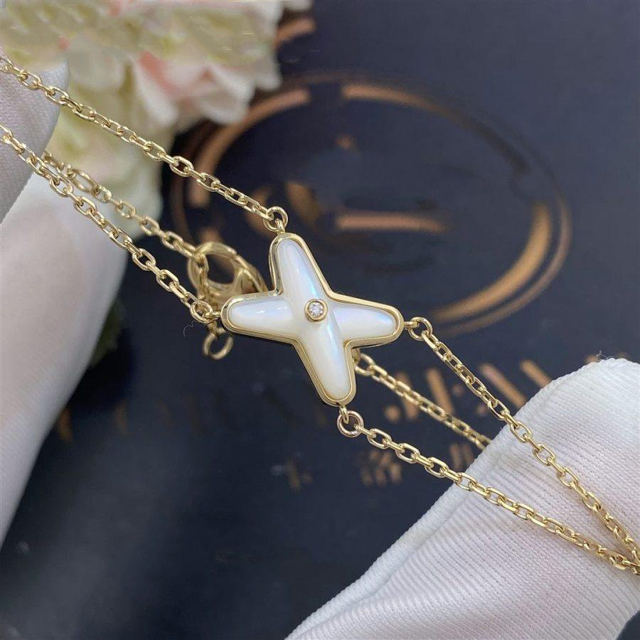 [⭐Mirelle]JEUX BRACELET WHITE MOP GOLD 1 DIAMOND