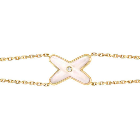 [⭐Mirelle]JEUX BRACELET WHITE MOP GOLD 1 DIAMOND