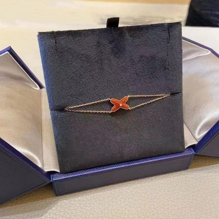 [⭐Mirelle]JEUX BRACELET CARNELIAN PINK GOLD 1 DIAMOND