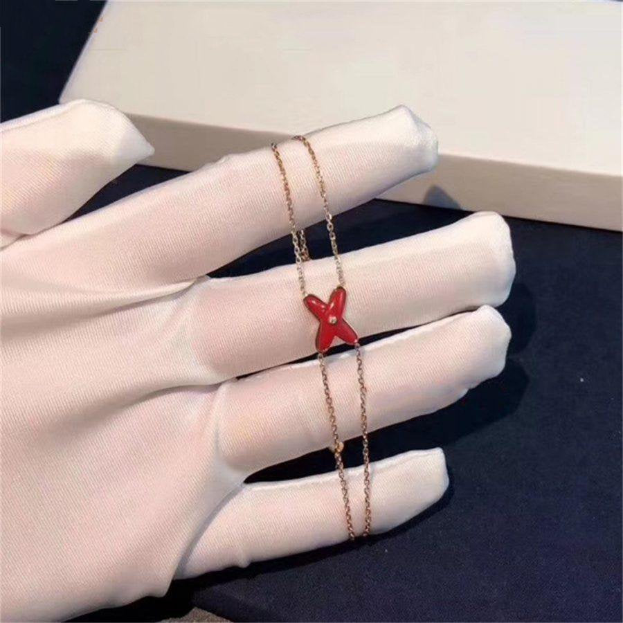 [⭐Mirelle]JEUX BRACELET CARNELIAN PINK GOLD 1 DIAMOND