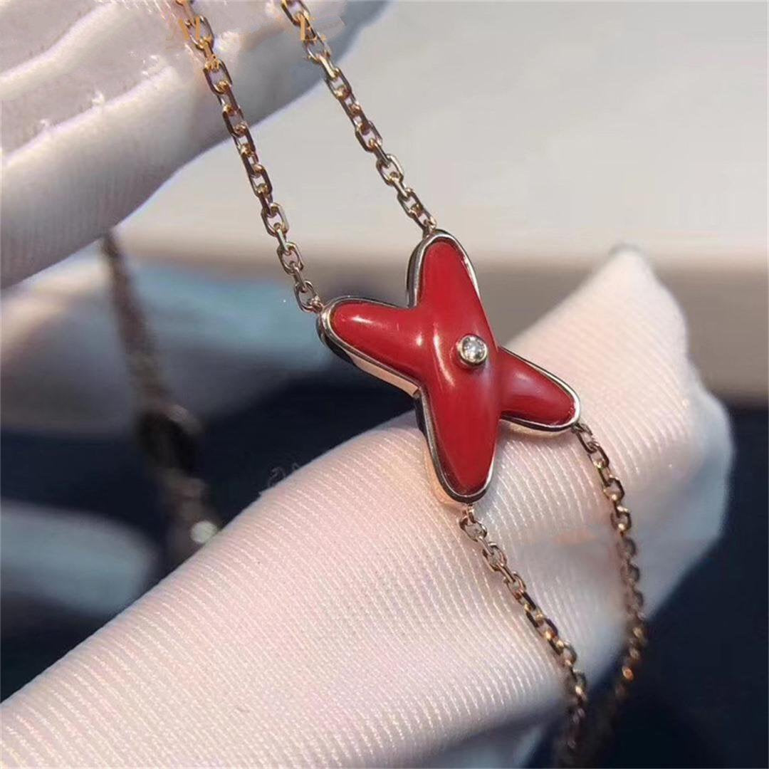 [⭐Mirelle]JEUX BRACELET CARNELIAN PINK GOLD 1 DIAMOND