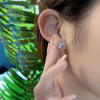 [⭐Mirelle]JEUX DE SILVER DIAMOND EARRINGS