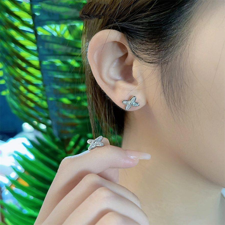 [⭐Mirelle]JEUX DE SILVER DIAMOND EARRINGS