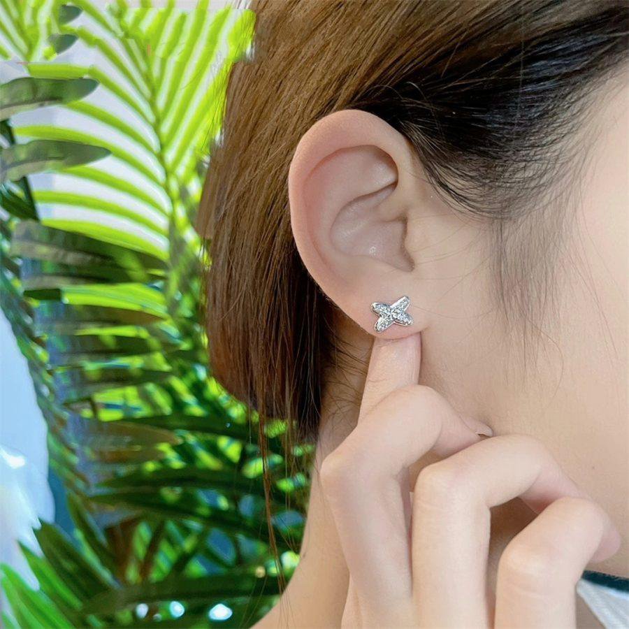 [⭐Mirelle]JEUX DE SILVER DIAMOND EARRINGS