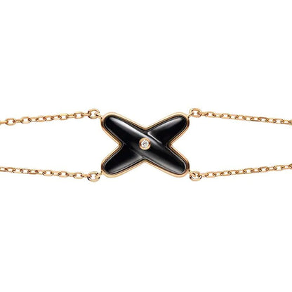[⭐Mirelle]JEUX BRACELET ONYX PINK GOLD 1 DIAMOND