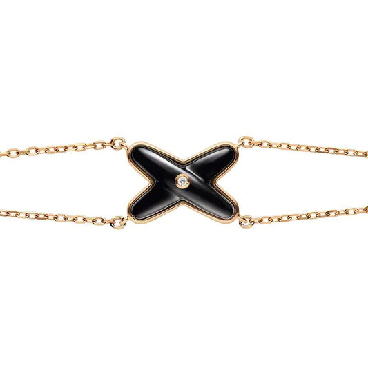 [⭐Mirelle]JEUX BRACELET ONYX PINK GOLD 1 DIAMOND