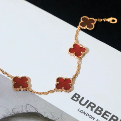 [⭐Mirelle] CLOVER 5 MOTIF RED CORNELIAN BRACELET COLLECTION
