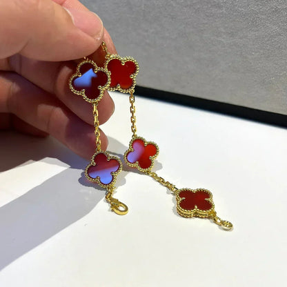 [⭐Mirelle] CLOVER 5 MOTIF RED CORNELIAN BRACELET COLLECTION
