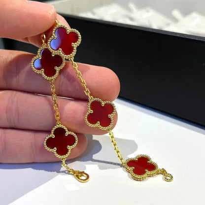 [⭐Mirelle] CLOVER 5 MOTIF RED CORNELIAN BRACELET COLLECTION