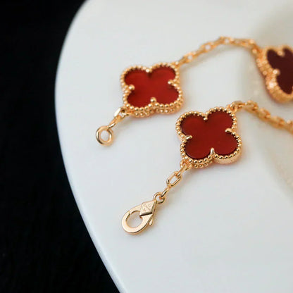[⭐Mirelle] CLOVER 5 MOTIF RED CORNELIAN BRACELET COLLECTION
