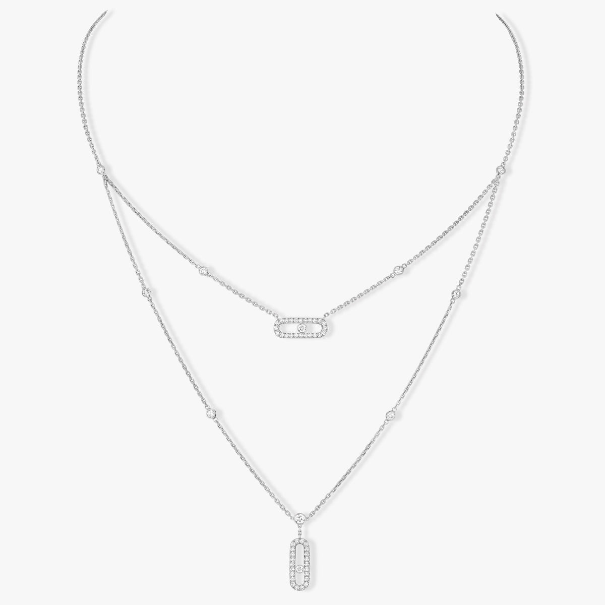 [⭐Mirelle]MOVE 2 ROW DIAMOND NECKLACE