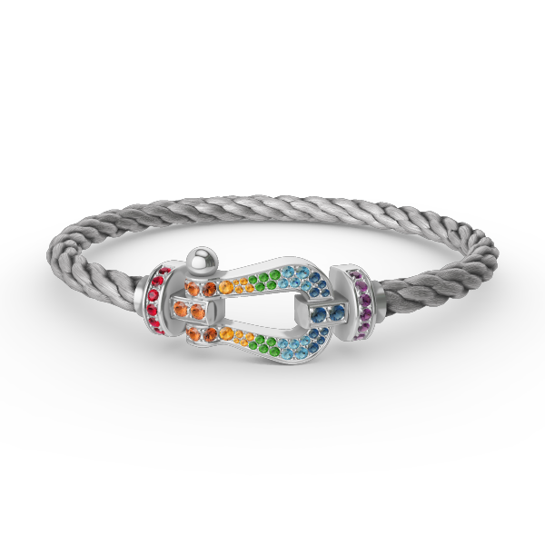 [⭐Mirelle]FORC LARGE HORSESHOE  COLORED DIAMOND BRACELET SILVER