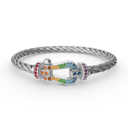 [⭐Mirelle]FORC LARGE HORSESHOE  COLORED DIAMOND BRACELET SILVER