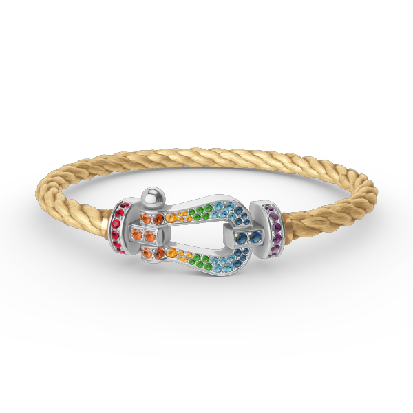 [⭐Mirelle]FORC LARGE HORSESHOE  COLORED DIAMOND BRACELET SILVER