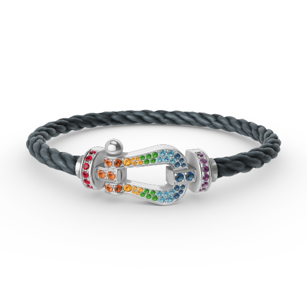 [⭐Mirelle]FORC LARGE HORSESHOE  COLORED DIAMOND BRACELET SILVER