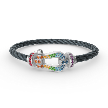 [⭐Mirelle]FORC LARGE HORSESHOE  COLORED DIAMOND BRACELET SILVER