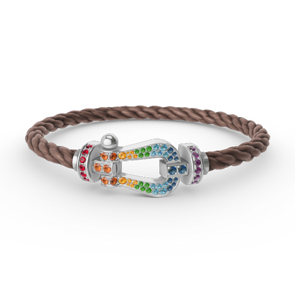 [⭐Mirelle]FORC LARGE HORSESHOE  COLORED DIAMOND BRACELET SILVER