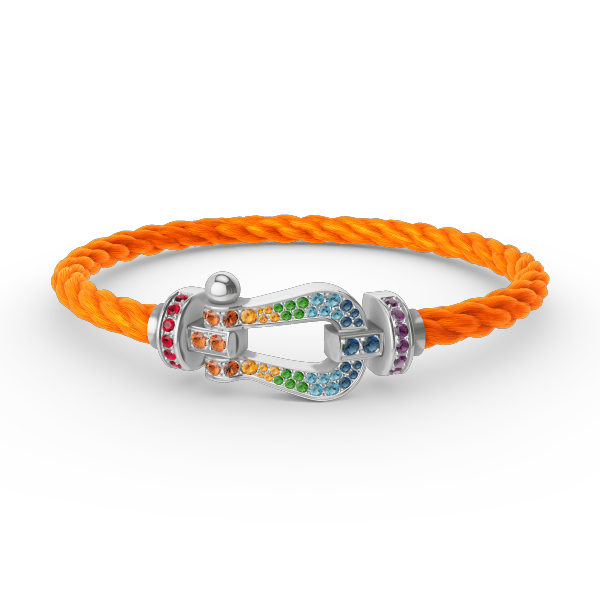 [⭐Mirelle]FORC LARGE HORSESHOE  COLORED DIAMOND BRACELET SILVER