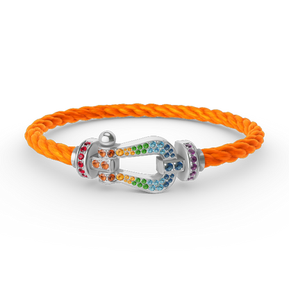 [⭐Mirelle]FORC LARGE HORSESHOE  COLORED DIAMOND BRACELET SILVER